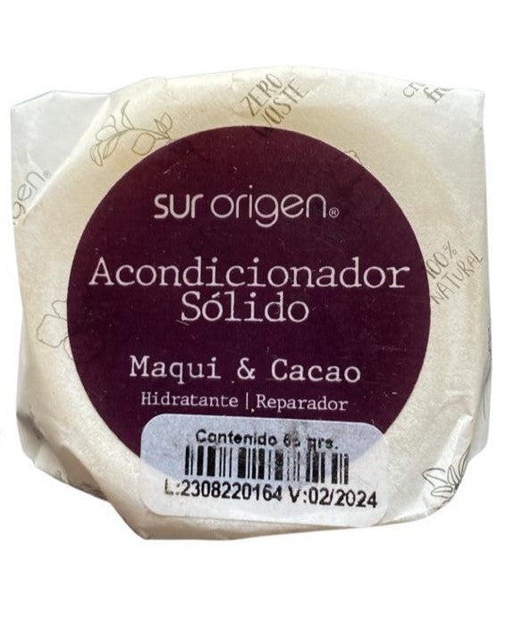 Acondicionador Solido Maqui y Cacao Hidratante Reparador Sur Origen